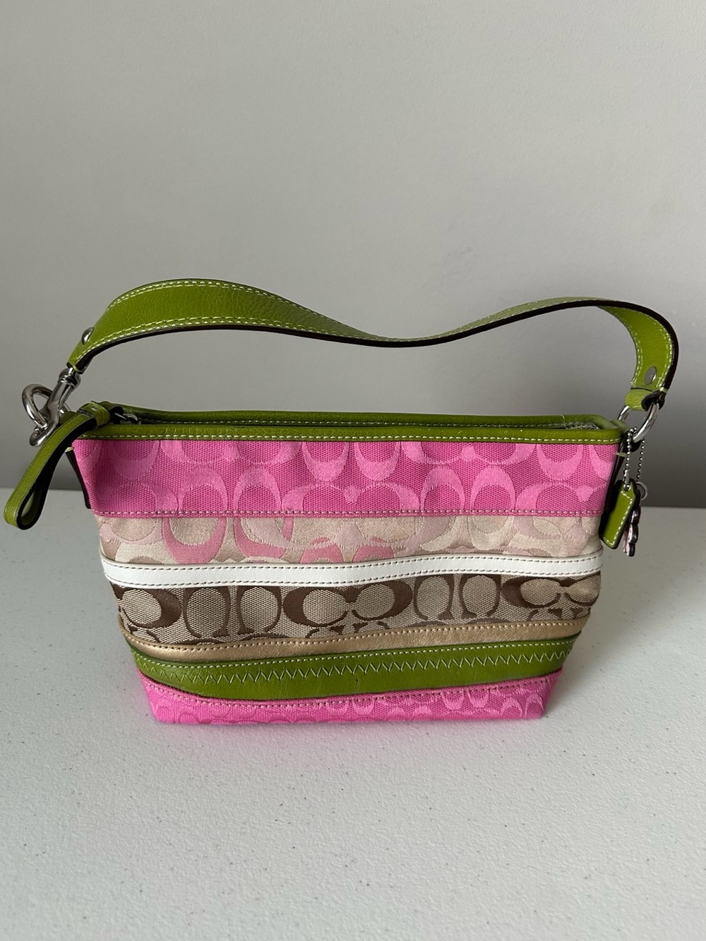 Coach Bleecker Daisy Patchwork Demi Shoulder Bag F14725 Pink Green Y2K